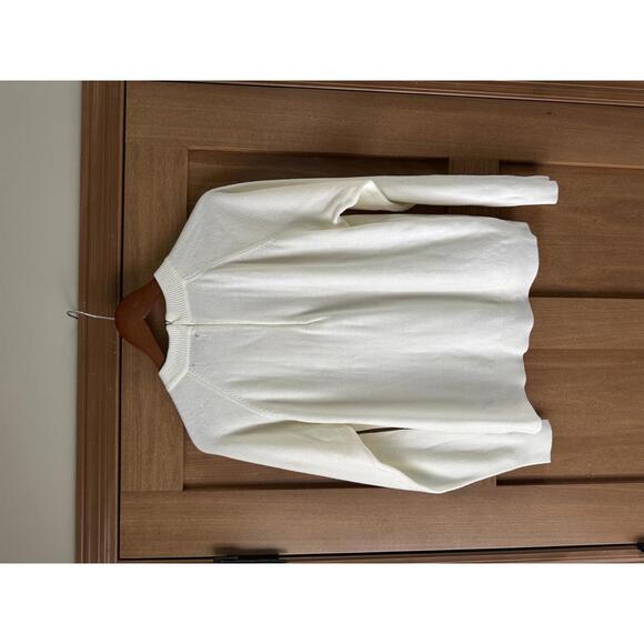 Carolyn Taylor Cream Crewneck Lightweight Sweater Zipper Back Women’s size XL - Picture 4 of 9